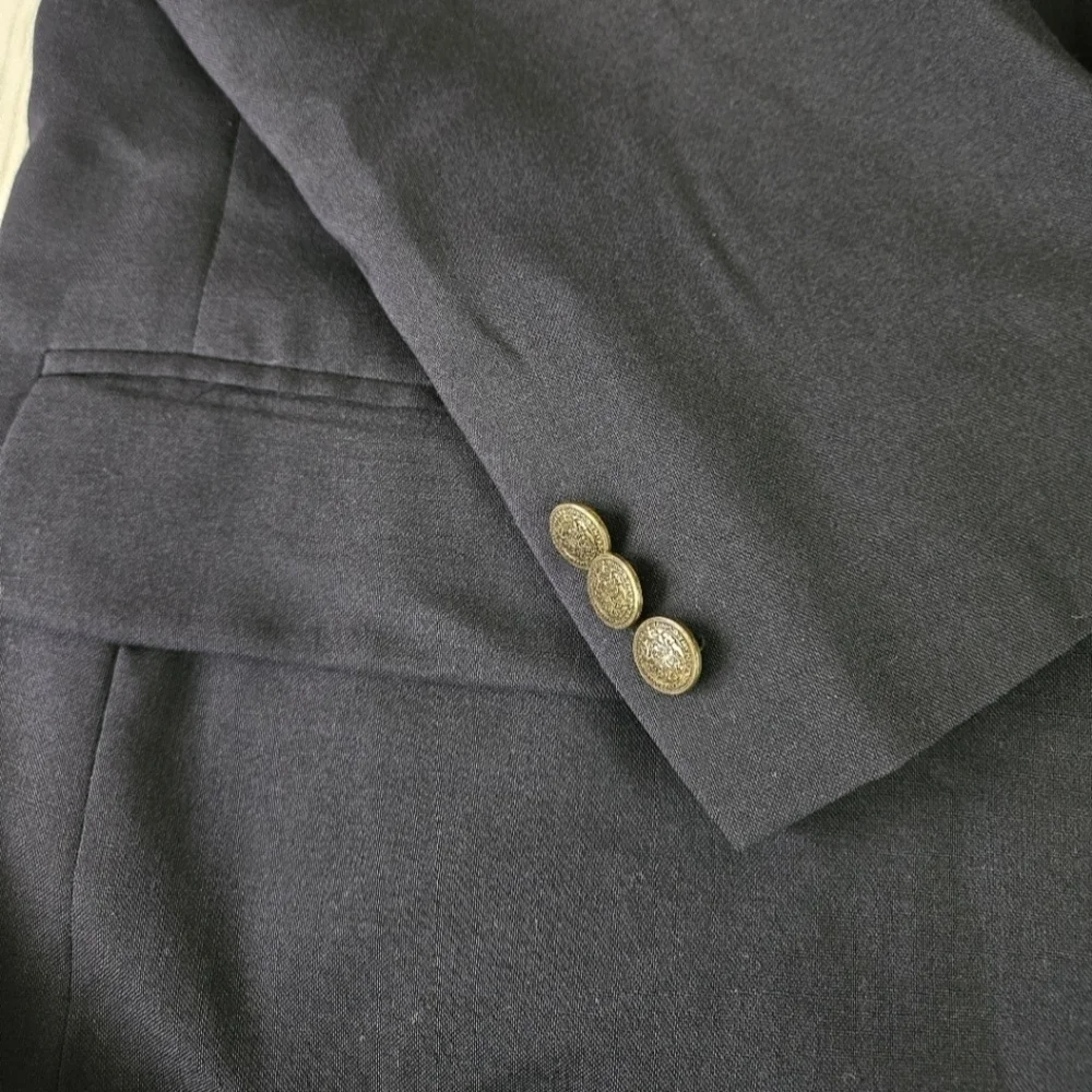 Vintage Oscar de la Renta Admiral Wool Blazer in Navy Blue Size 42 Regular